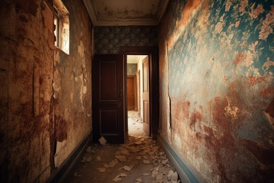 Abandoned hallway. Generate Ai