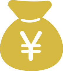 Obraz premium お金・袋・日本円のシンプルなイラストアイコン