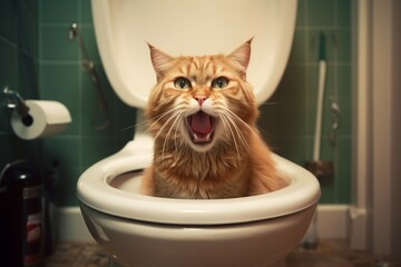 Cat sitting on toilet. Generate Ai