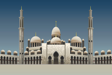 Fototapeta na wymiar Vector illustration of mosque islamic pray building 