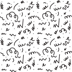 doodle pattern black squiggles lines on a white background. print for textiles, interior painting, pattern