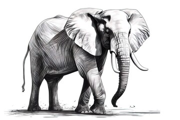 Fototapeta premium black and white graphic illustration of elephant