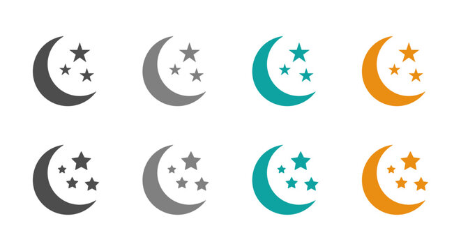 Moon vector flat icons collection