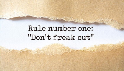 Rule number one: "Don't freak out". Motivation concept text
