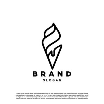 Creative line melting ice cream or gelato logo design for your brand or business