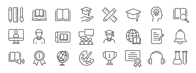 Education thin line icons. Editable stroke. For website marketing design, logo, app, template, ui, etc. Vector illustration. - obrazy, fototapety, plakaty