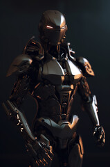 Fototapeta premium Modern futuristic humanoid robot soldier. Android robot cyborg, security. 