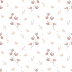 seamless pattern flowers, plants and branches pastel for children's textiles, wallpaper