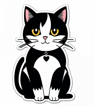 cute cat sticker, mascot isolated, on a white background, vector illustration