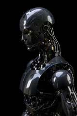 Naklejka premium Humanoid robot, futuristic modern assistance. Future digital technology 
