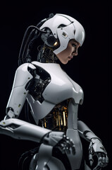 Android robot woman.  Artificial intelligence or virtual assistant concept.