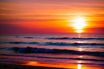 Fototapeta na wymiar sunset over the sea generative ai