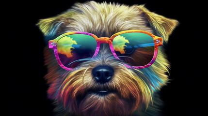 Adorable Norfolk Terrier with Glasses Portrait. Too cool for school.