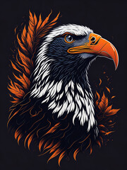 Fototapeta premium Bald Eagle painting. AI generated illustration