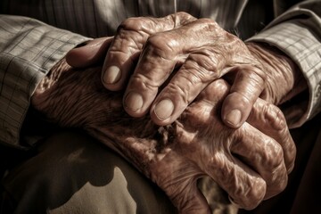 Fototapeta premium Hands old man. Generate Ai