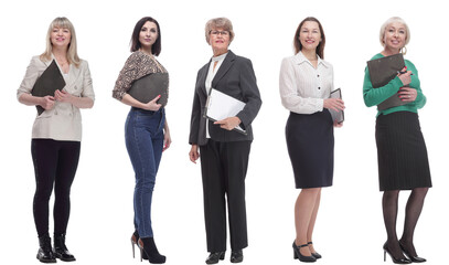 Obraz premium group of successful people with notepad in hands isolated