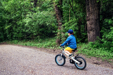 Naklejka premium a boy on a bicycle in the park