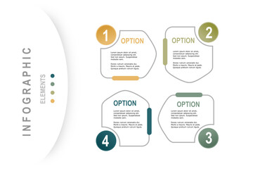 multi color infographic elements design template, business concept with 4 steps or options,  for workflow layout, diagram, annual report, web design.Creative banner, label vector, minimal style
