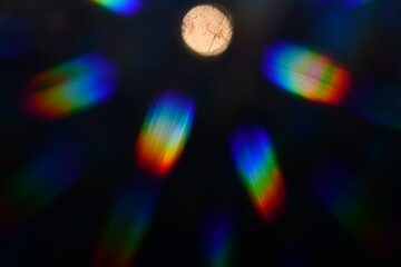 Rainbow prism streaking light sun rays lens flare distortion for background or overlay - obrazy, fototapety, plakaty