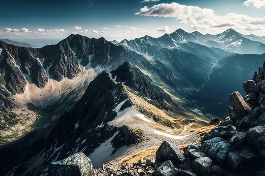 Kasper Peak in the Tatra Mountains as seen from kasprowy wierch. Generative AI Generative AI