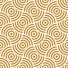 Overlapping seamless pattern. Modern stylish texture. Repeating geometric tiles. Concentric gold circles background.	