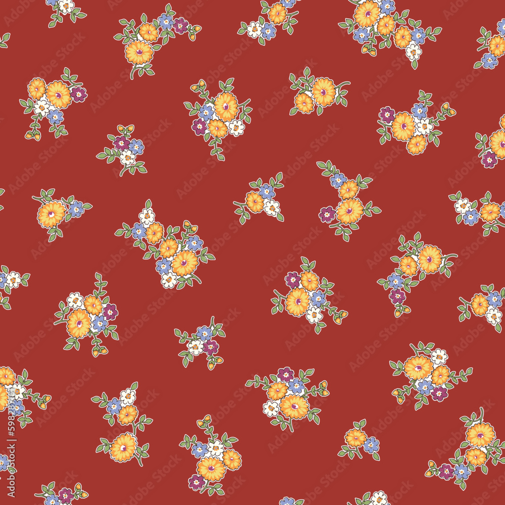 Poster Seamless and liberty style cute floral pattern,