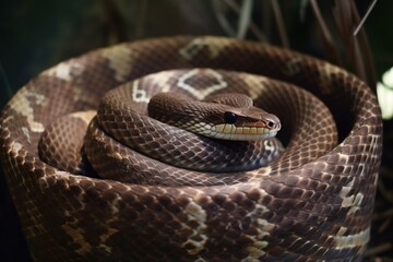 Obraz premium A snake coiled up in a baske