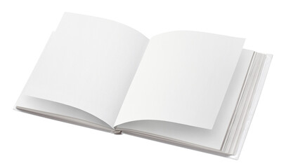 Open square book with blank pages, cut out