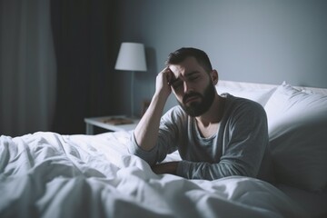 Obraz premium Sleep deprived man. Generate Ai