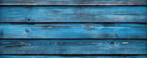 An intriguing blue wooden texture with weathered planks. Rustic charm and vintage appeal, perfect for natural, stylish backgrounds. Close up of grungy and dirty horizontal backdrop. Generative AI.