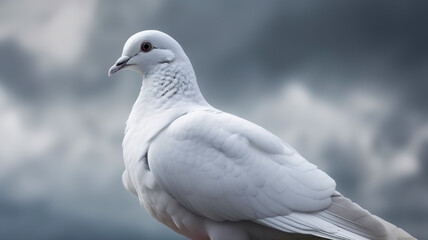 closeup capture of a white dove sitting on a rock