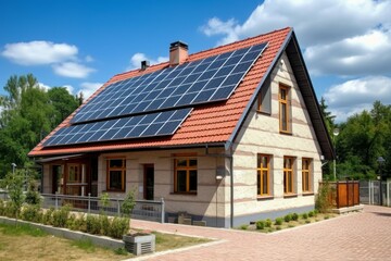 Solar panel house eco. Generate Ai