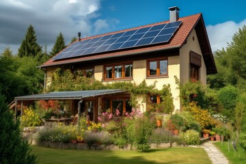 Obraz na płótnie Canvas Solar panel house. Generate Ai