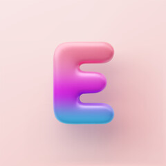 3D Colorful Gradient letter E on a light background