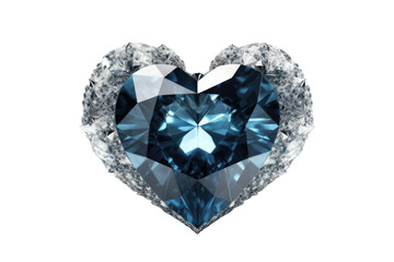 Heart Shape Of Sapphire Stone Fractal Isolated On Isolated Tansparent Background Png. Generative AI