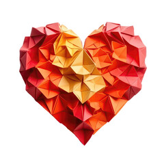A Heart Shape Made Of Origami On Isolated Tansparent Background Png. Generative AI