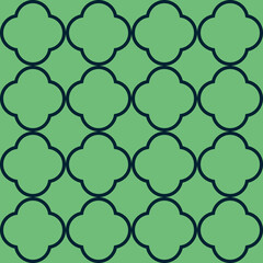Moroccan Seamless background of geometric islamic trellis pattern in white with  outline. Decorative morocco geometric pattern/ quatrefoil background	
