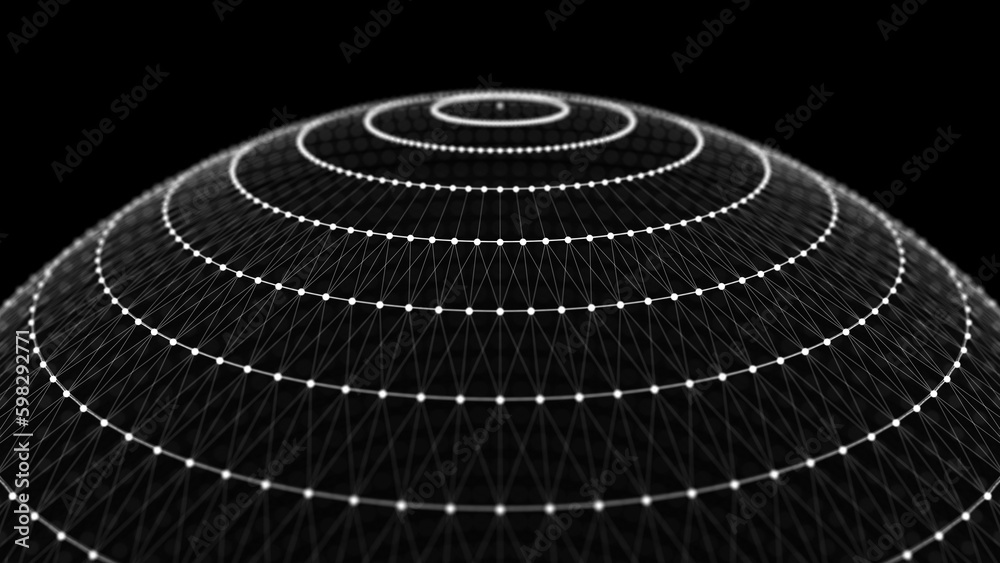 Poster abstract sphere of multiple points and lines. globe or ball. digital technology. illustration in spa