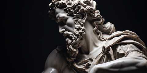Marble stone statue of ancient greek philosopher - obrazy, fototapety, plakaty