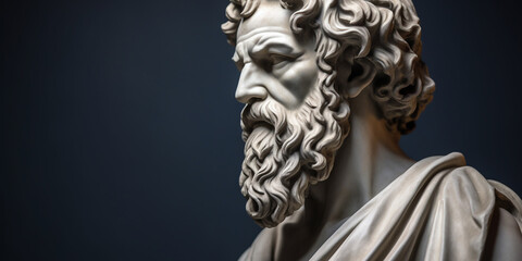 Marble stone statue of ancient greek philosopher