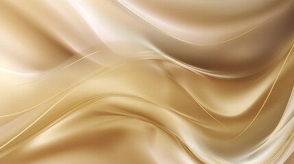 Fototapeta premium A cream and gold textile background with a smooth, flowing wave pattern.Luxury and elegance, ideal for wedding designs, high-end fashion, and sophisticated business projects. Generative AI.