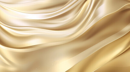 Obraz premium A cream and gold textile background with a smooth, flowing wave pattern.Luxury and elegance, ideal for wedding designs, high-end fashion, and sophisticated business projects. Generative AI.