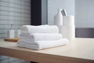 Fototapeta na wymiar White clean towel bathroom cotton. Generate Ai