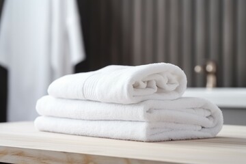 Obraz na płótnie Canvas White clean towel bathroom space. Generate Ai