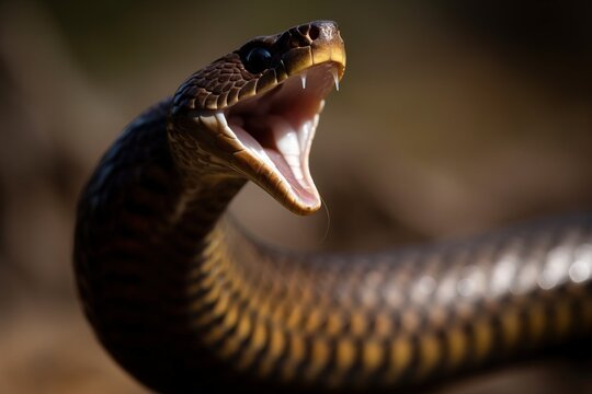 Cobra with its tongue flicking ou