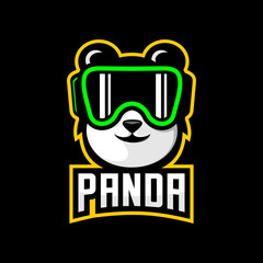 vector cartoon panda head wearing gaming glasses