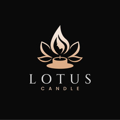 Lotus Candle Beauty Elegant Luxury Logo Design