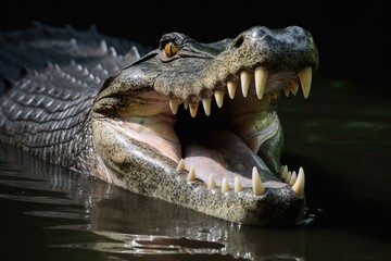 Crocodile with its mouth ope