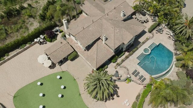 Top view of a large beautiful villa