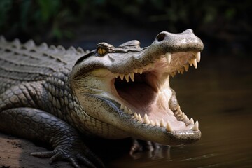 Fototapeta premium Crocodile with its mouth ope